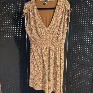 Old Navy Brown Patterned Midi Dress